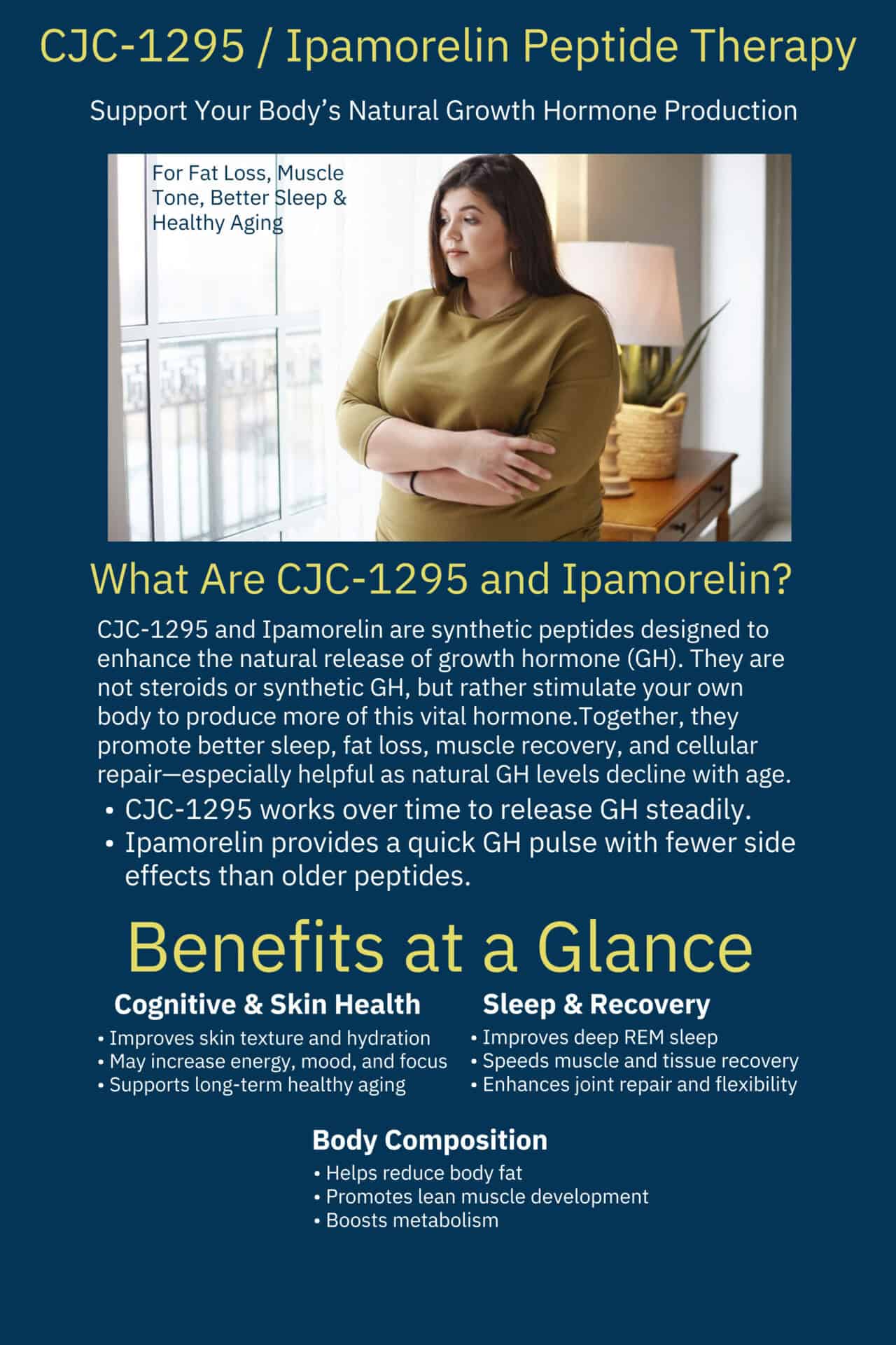 CJC-1295 Ipamorelin benefits: growth hormone therapy.