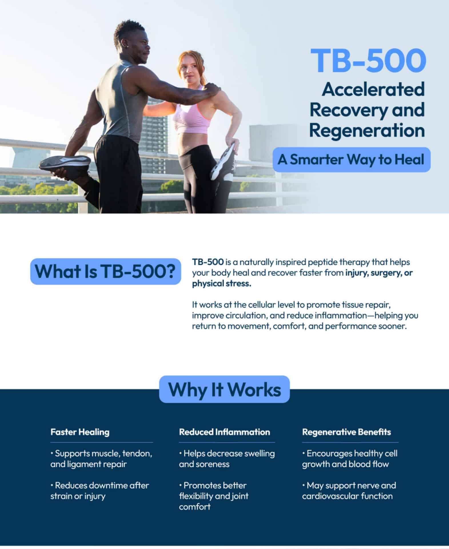 TB-500 promotes healing, reduces inflammation, regenerative benefits.